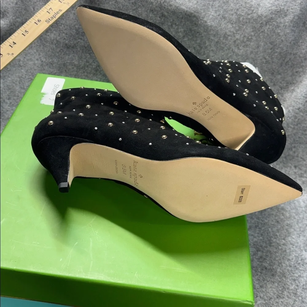 Kate Spade Kate Genuine Suede Leather STARR Studded heel Ankle Booties  8 1/2
